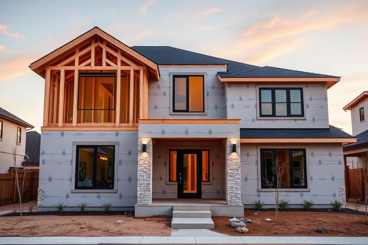 Modern Texas new construction home under build